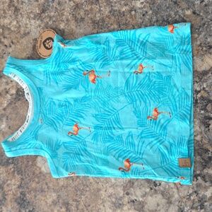 L&P Apparel Size 6-12 Months NEW Blue Pink Flamingo Kids Tank Top